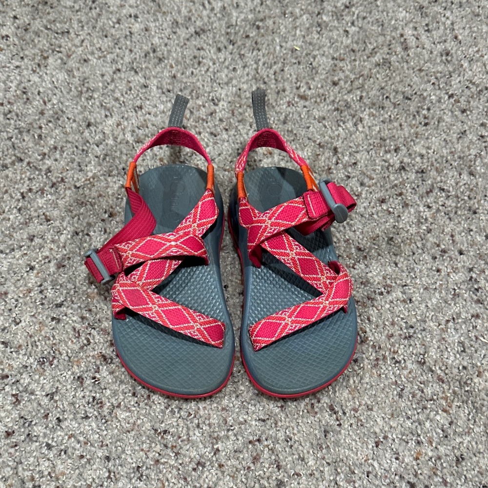 Chaco Kids Red and Gray Adjustable Strap Sandals